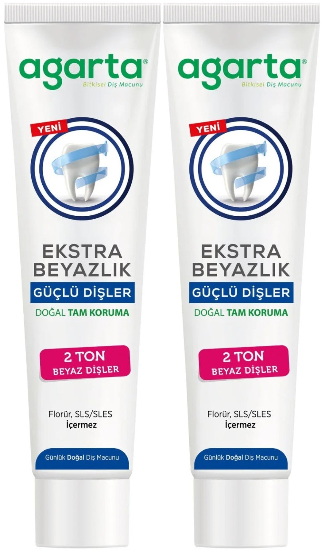 Agarta Doğal Tam koruma Diş Macunu 75 ML Ekstra Beyazlık Güçlü Dişler (Leke Önleyici) (2 Li Set)