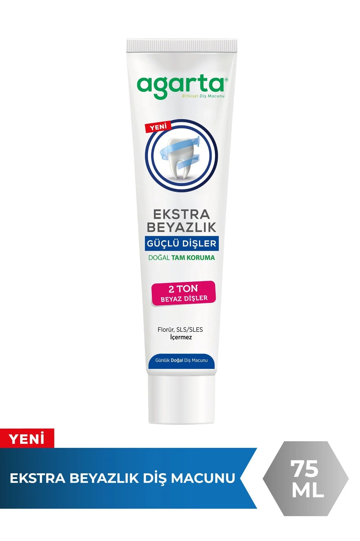 Agarta Doğal Tam koruma Diş Macunu 75 ML Ekstra Beyazlık Güçlü Dişler (Leke Önleyici)