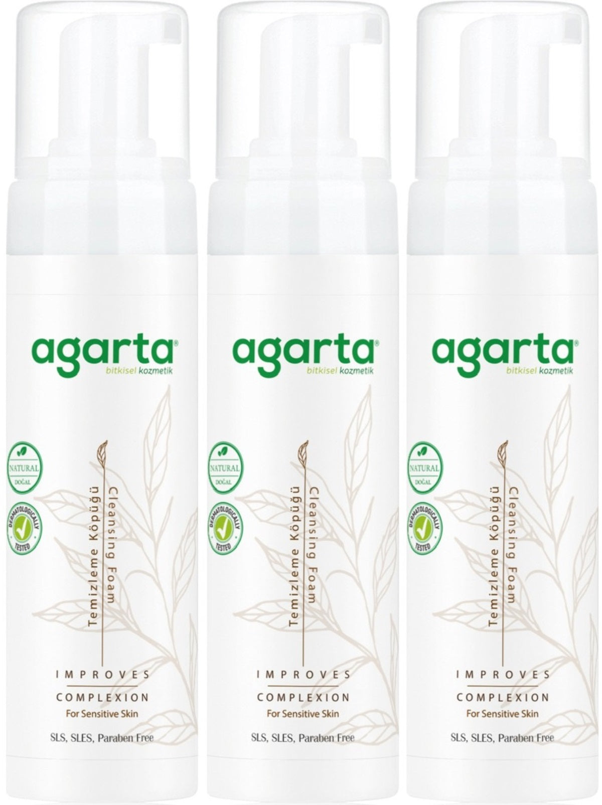Agarta Doğal Yüz Temizleme Köpüğü 225ML (3 Lü Set)