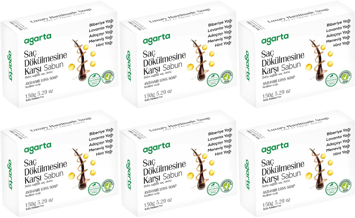 Agarta El Yapımı Doğal Sabun 150GR Saç Dökülmesine Karşı (6 Lı Set)