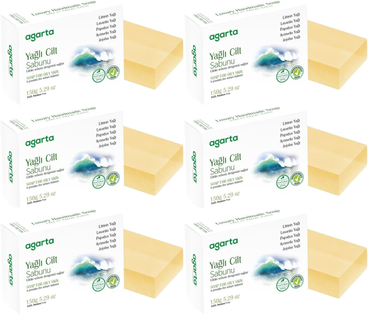 Agarta El Yapımı Doğal Sabun 150GR Yağlı Cilt (6 Lı Set)