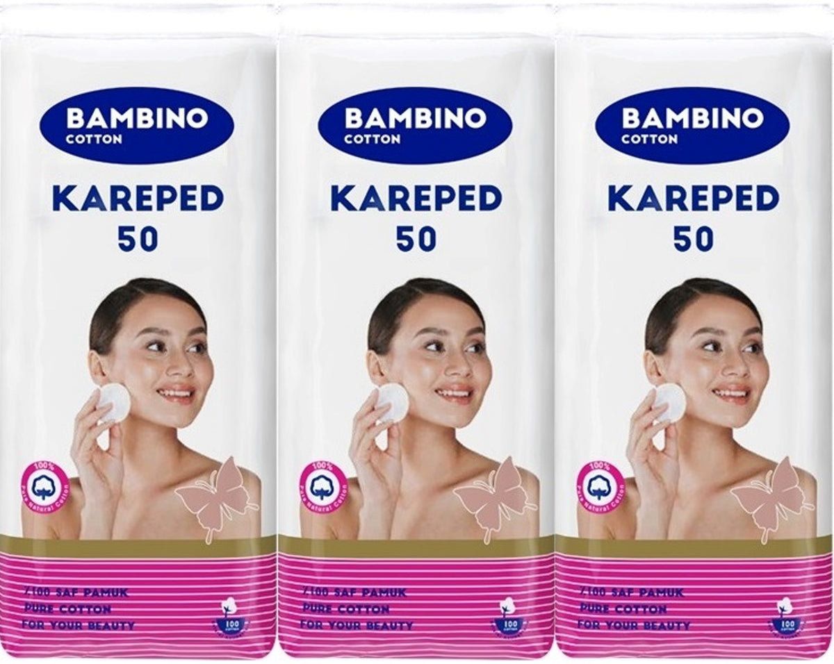 Bambino Cotton Kare Makyaj ve Bebek Temizleme Pamuğu 150 Adet (Kare En-Boy 7CM) (3PK*50)