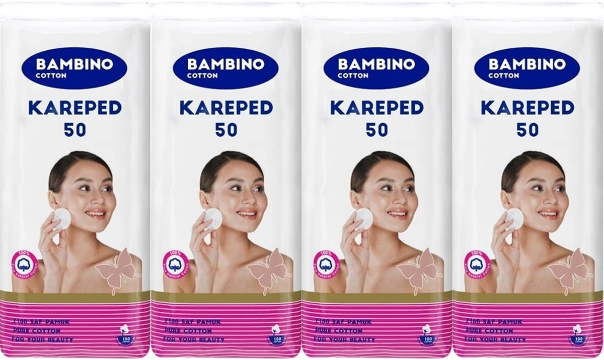 Bambino Cotton Kare Makyaj ve Bebek Temizleme Pamuğu 200 Adet (Kare En-Boy 7CM) (4PK*50)