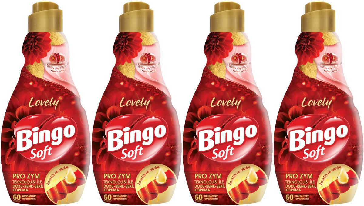Bingo Soft Çamaşır Yumuşatıcı Konsantre 1440ML Lovely (4 Lü Set)