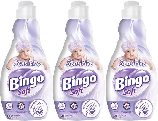 Bingo Soft Çamaşır Yumuşatıcı Konsantre 1440ML Sensitive (Hipoalerjenik) (3 Lü Set)