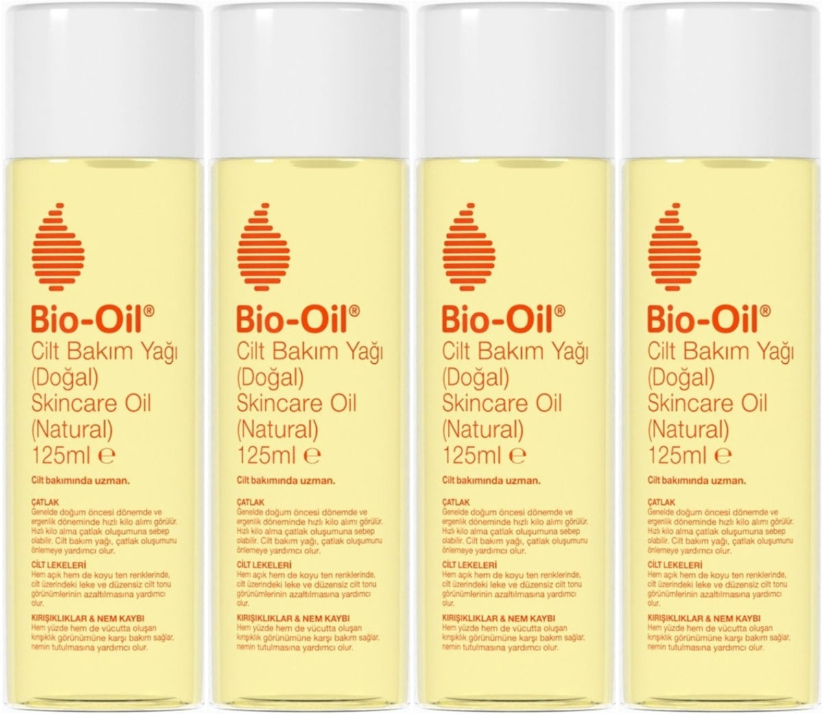 Bio-Oil %100 Natural Çatlak & Leke Karşıtı Nemlendirici Doğal Cilt Bakım Yağı 125ML (4 Lü Set)
