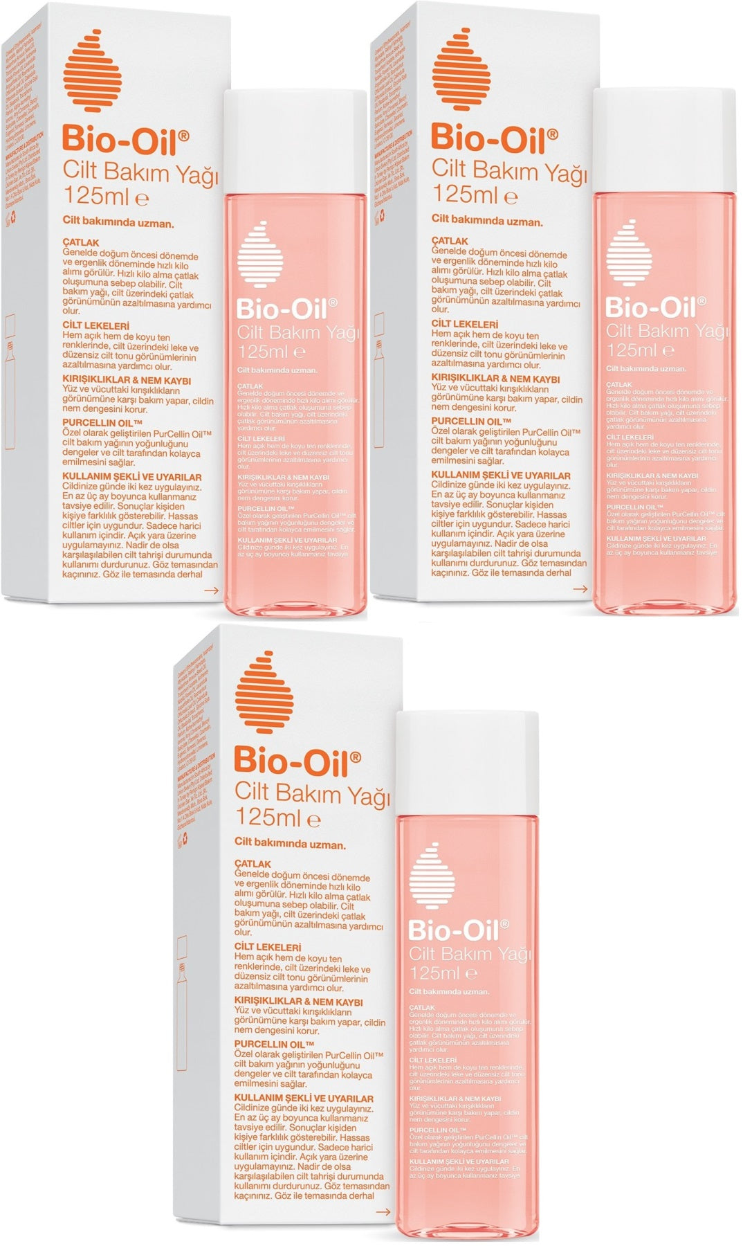 Bio-Oil Çatlak Oluşumunu Önleyici Cilt Bakım Yağı 125ML (Yeni Formül) (3 Lü Set)