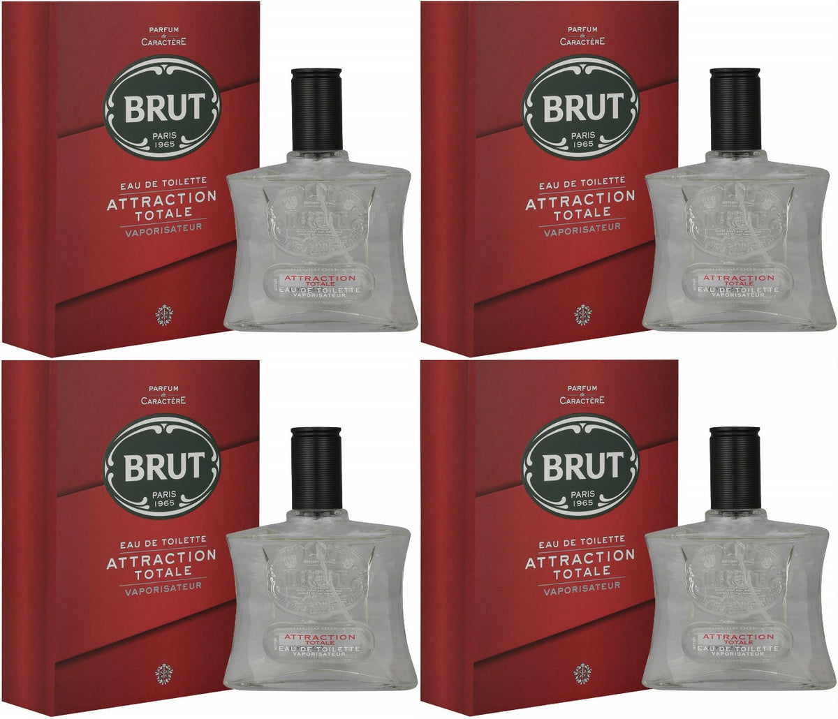 Brut Parfüm Erkek/Men 100ML Attraction Totale Edt (Kırmızı) (4 Lü Set)