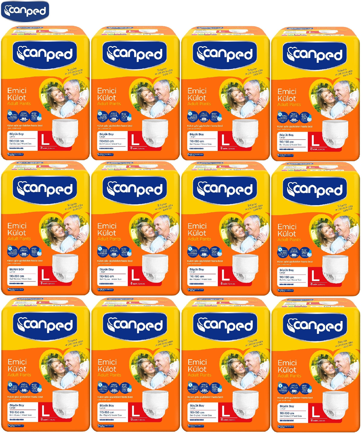 Canped Emici Külot Yetişkin Bezi XL - Ekstra Büyük - Extra Large 96 Adet