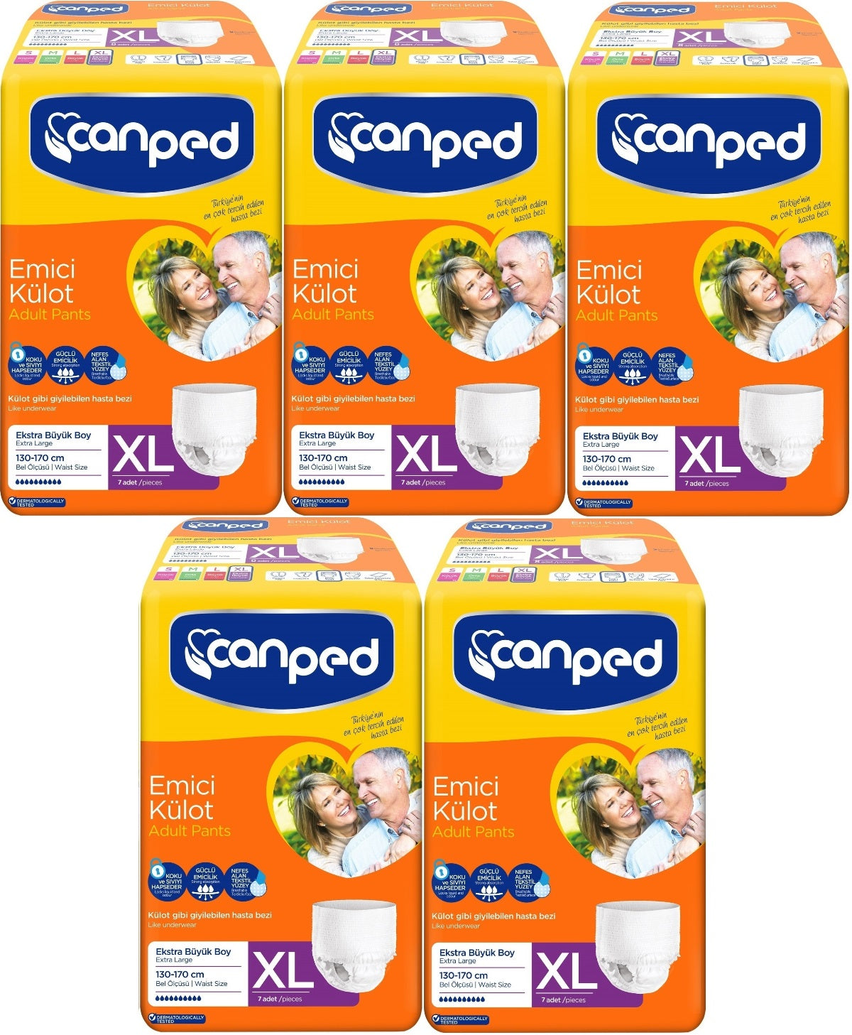 Canped Emici Külot Yetişkin Bezi XL-Extra Large Büyük Adet 35 (5PK*7)