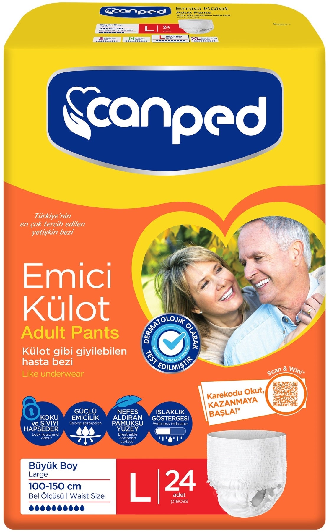 Canped Emici Külot Yetişkin Bezi L - Büyük - Large 24 Adet Fırsat Pk