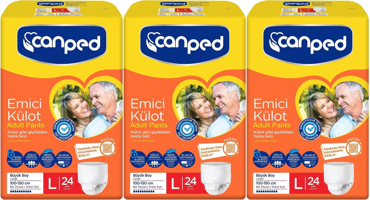 Canped Emici Külot Yetişkin Bezi L - Büyük - Large 72 Adet (3PK*24)