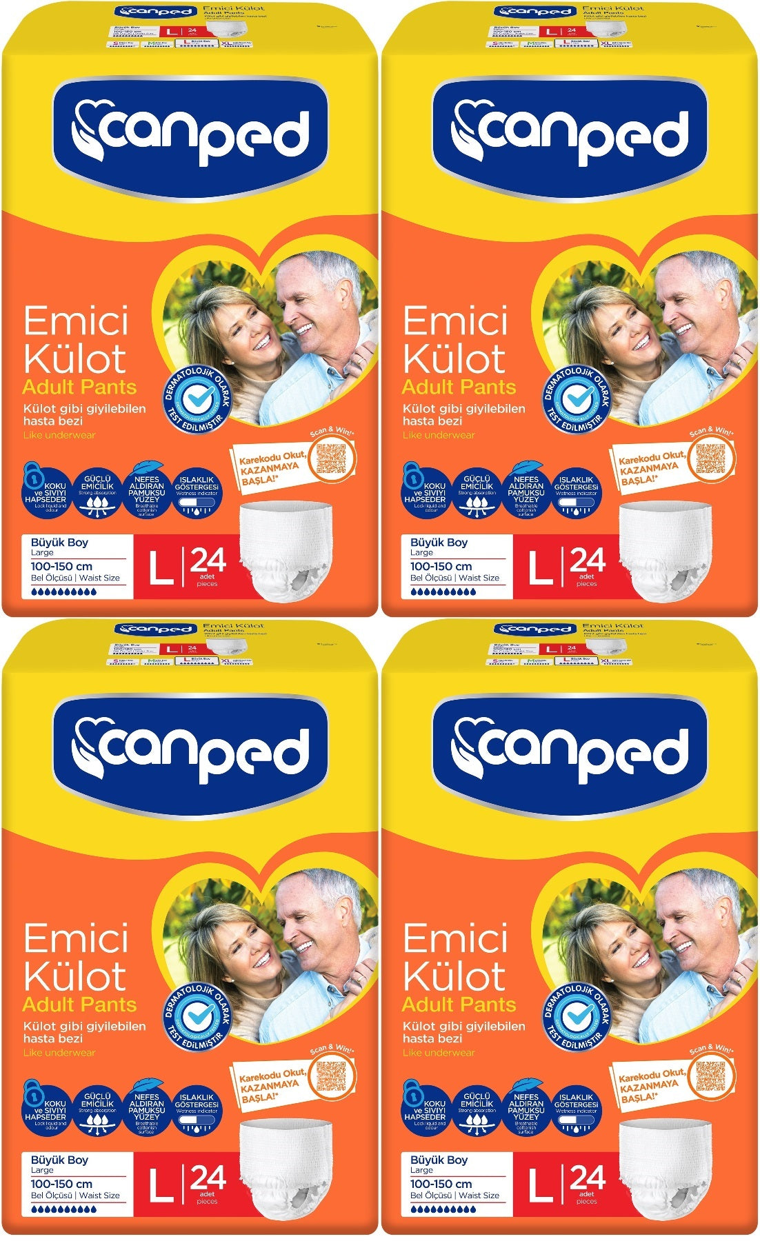 Canped Emici Külot Yetişkin Bezi L - Büyük - Large 96 Adet (4PK*24)