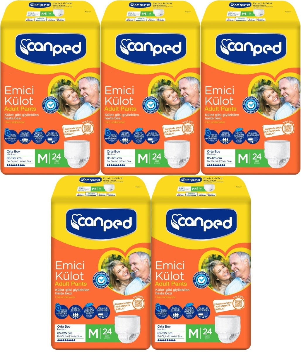 Canped Emici Külot Yetişkin Bezi M - Orta - Medium 120 Adet (5PK*24)