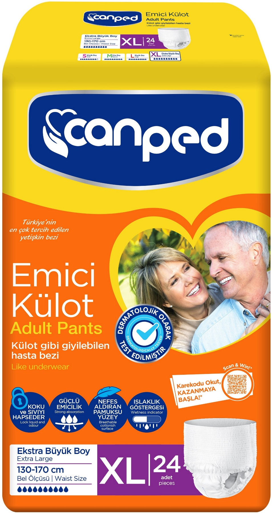Canped Emici Külot Yetişkin Bezi XL - Ekstra Büyük - Extra Large 24 Adet Fırsat Pk