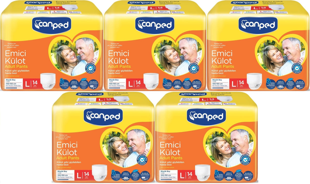 Canped Emici Külot Pants Yetişkin Bezi L - Büyük - Large Ekonomik Pk 70 Adet (5PK*14)
