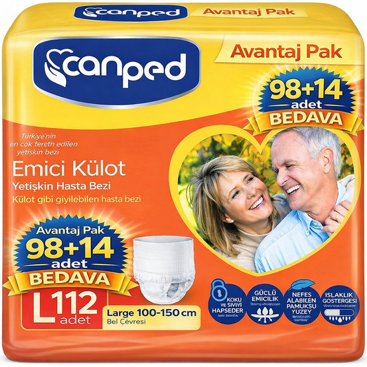 Canped Emici Külot Pants Yetişkin Bezi L - Büyük - Large Ekonomik Pk 112 Adet (8PK*14)