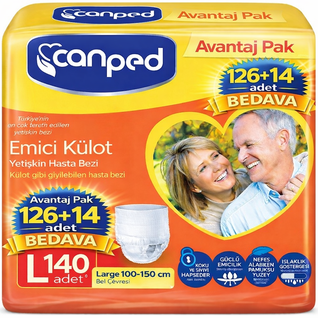 Canped Emici Külot Pants Yetişkin Bezi L - Büyük - Large Ekonomik Pk 140 Adet (10PK*14)