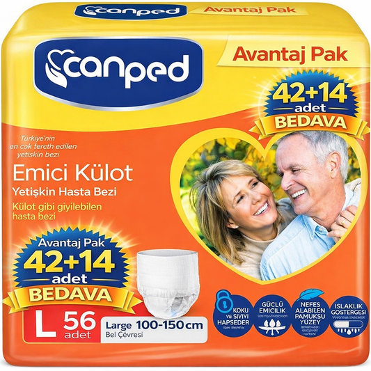 Canped Emici Külot Pants Yetişkin Bezi L - Büyük - Large Ekonomik Pk 56 Adet (4PK*14)