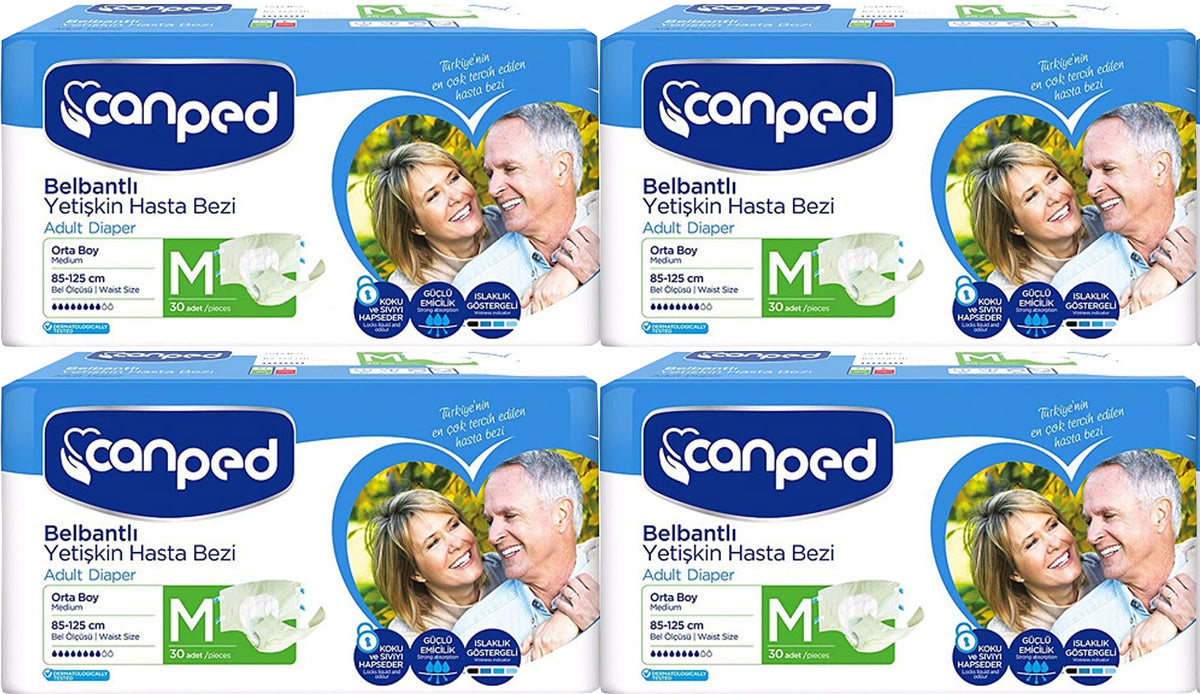 Canped Yetişkin Bezi Bel Bantlı Polietilen M - Orta - Medium 120 Adet
