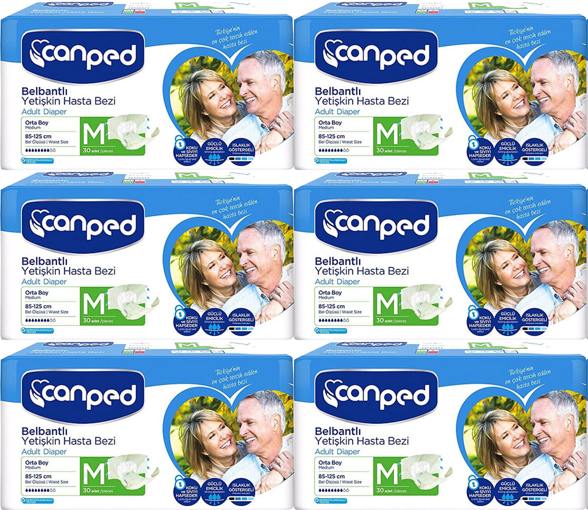 Canped Yetişkin Bezi Bel Bantlı Polietilen M - Orta - Medium 180 Adet