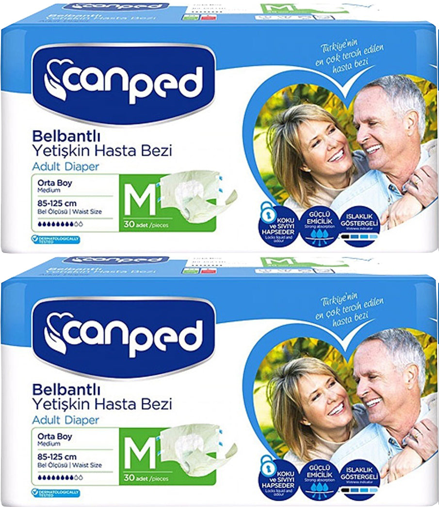 Canped Yetişkin Bezi Bel Bantlı Polietilen M - Orta - Medium 60 Adet