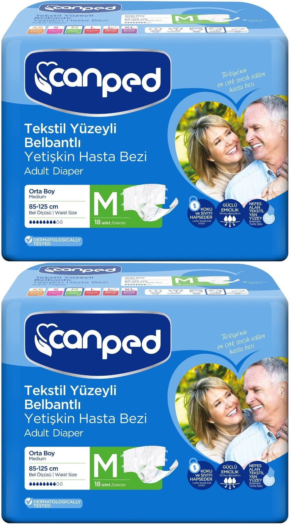 Canped Yetişkin Bezi Bel Bantlı Tekstil Yüzey M - Orta - Medium 36 Adet