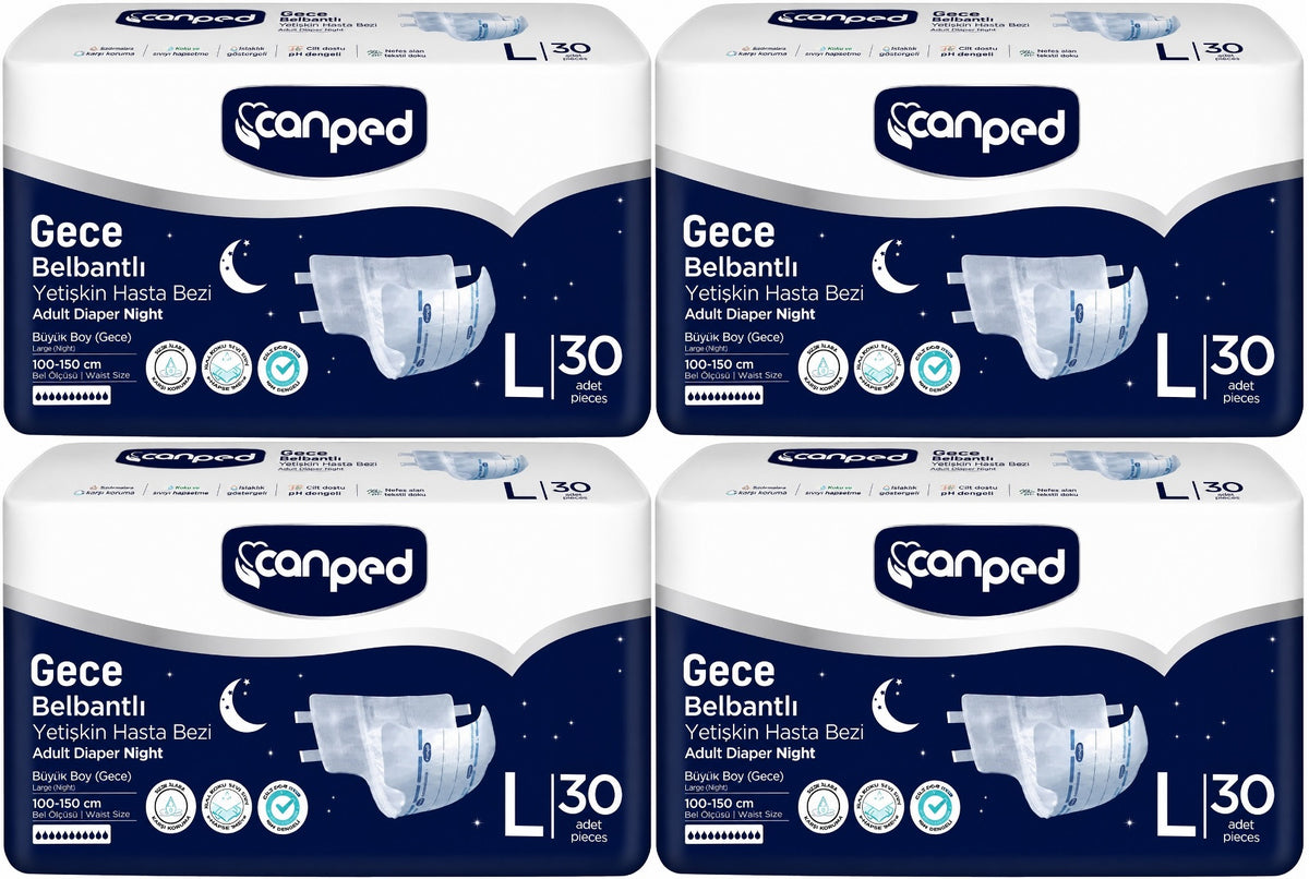Canped Yetişkin Bezi Bel Bantlı Gece Night L - Büyük - Large 120 Adet