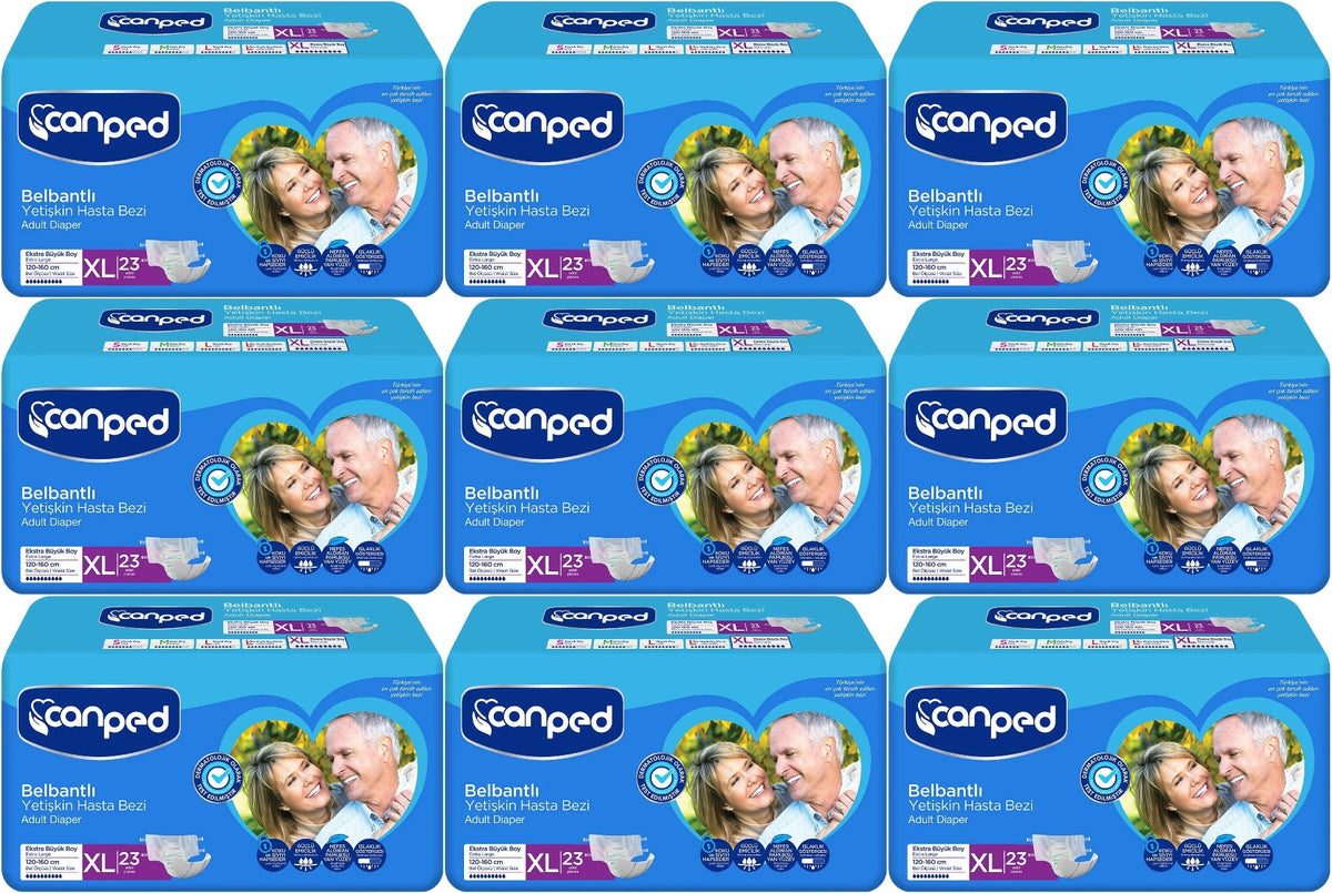 Canped Yetişkin Bezi Bel Bantlı Tekstil Yüzey XL - Ekstra Large - Extra Large 207 Adet