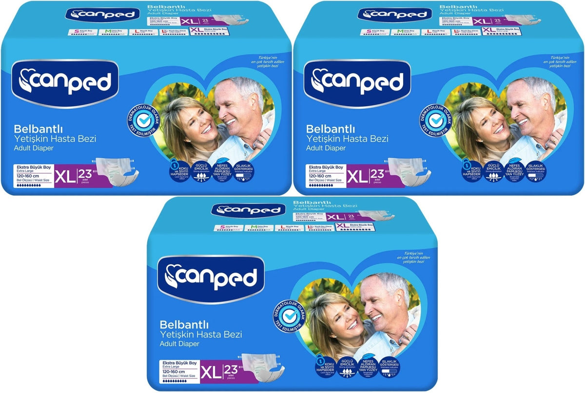 Canped Yetişkin Bezi Bel Bantlı Tekstil Yüzey XL - Ekstra Large - Extra Large 69 Adet