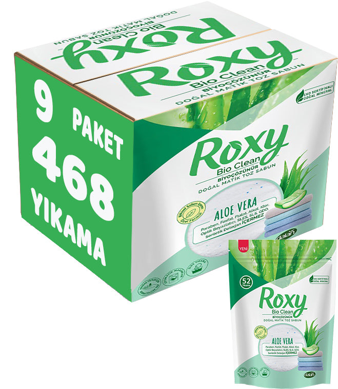 Dalan Roxy Bio Clean Matik Sabun Tozu 1.6Kg Aloe Vera (9 Lu Set) (468 Yıkama)