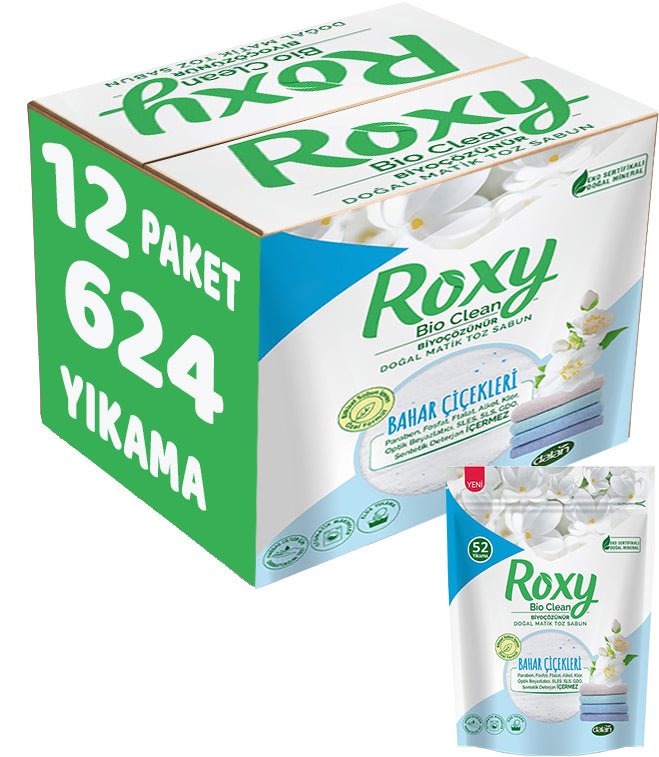 Dalan Roxy Bio Clean Matik Sabun Tozu 1.6Kg Bahar Çiçekleri 12 Li Set (624 Yıkama)