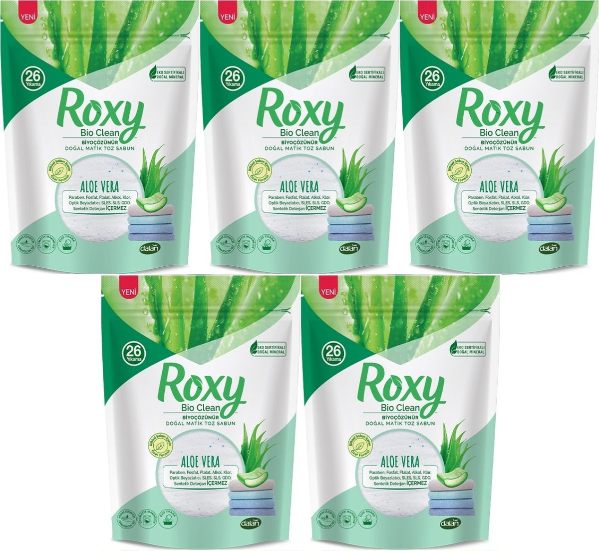 Dalan Roxy Bio Clean Matik Sabun Tozu 800GR Aloe Vera (5 Li Set) (130 Yıkama)