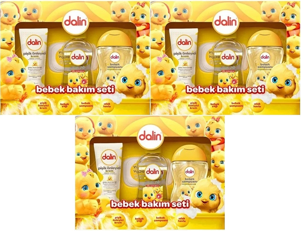 Dalin Bebek Bakım Seti 4 Parça (Kutulu) Yenidoğan Seti (Karma 3 Lü Set)