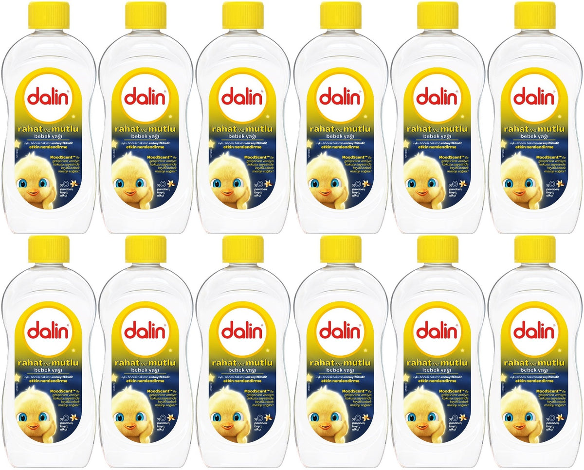 Dalin Bebek Yağı 300ML Rahat ve Mutlu Vanilya Kokulu Nemlendirici (12 Li Set)