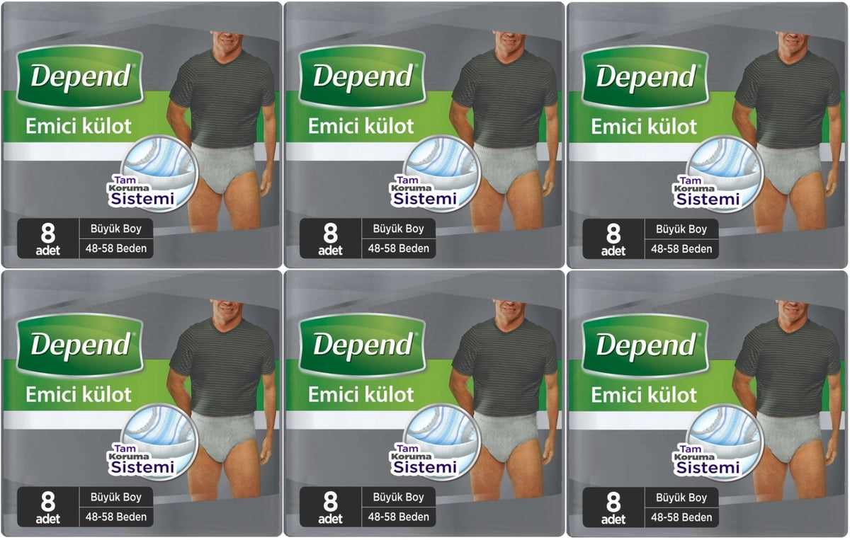 Depend Emici Külot Pants Yetişkin Bezi L - Büyük - Large Erkek 48 Adet (6PK*8)