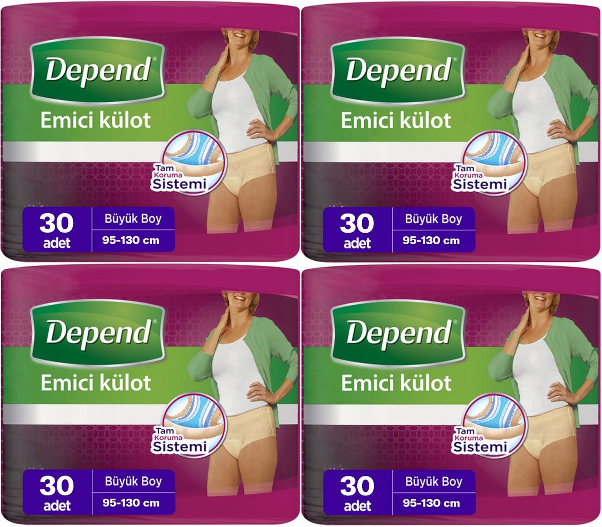 Depend Emici Külot Yetişkin Bezi Large - Büyük Kadın 120 Adet (4PK*30)