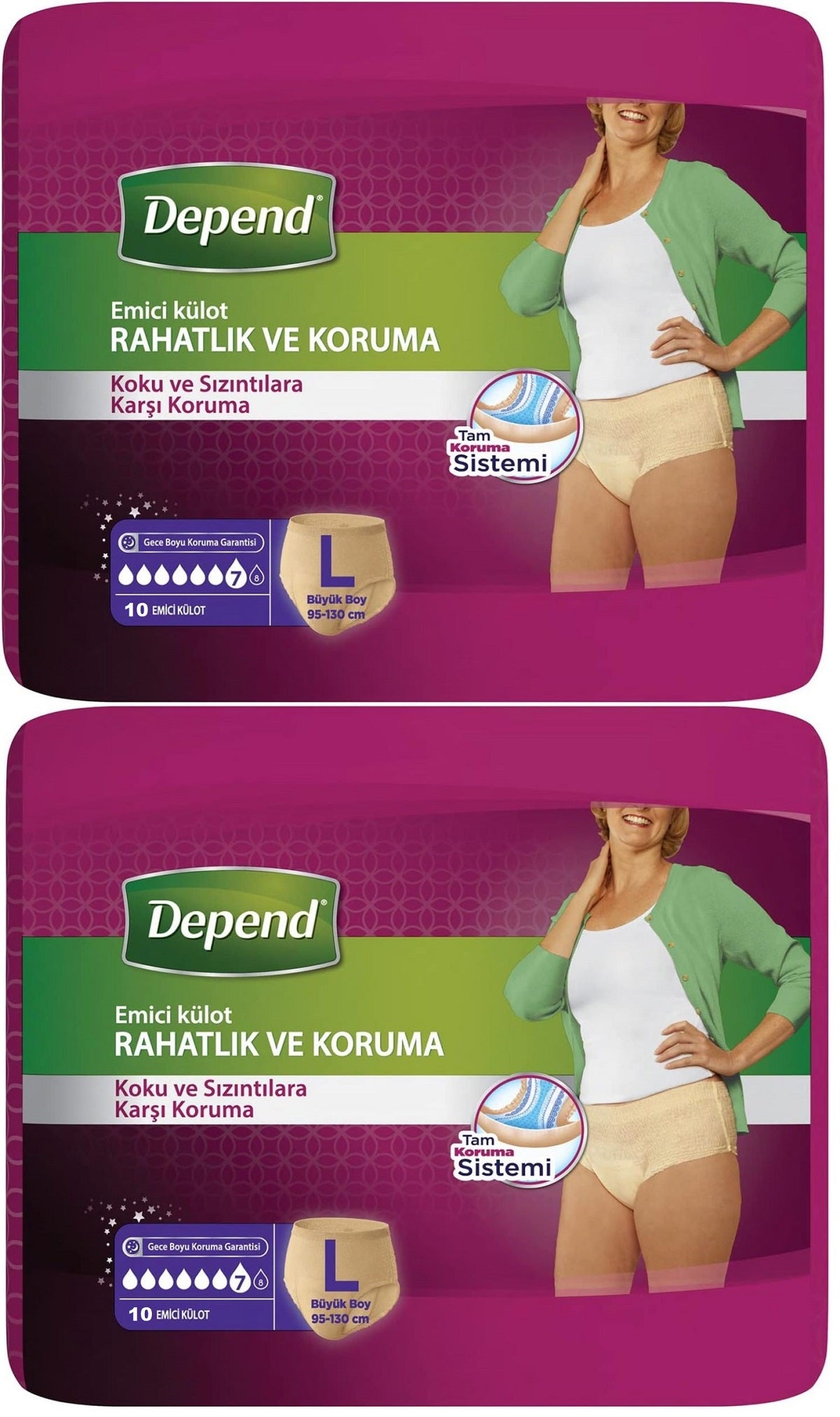 Depend Emici Külot Yetişkin Bezi Large - Büyük Kadın 20 Adet (2PK*10)