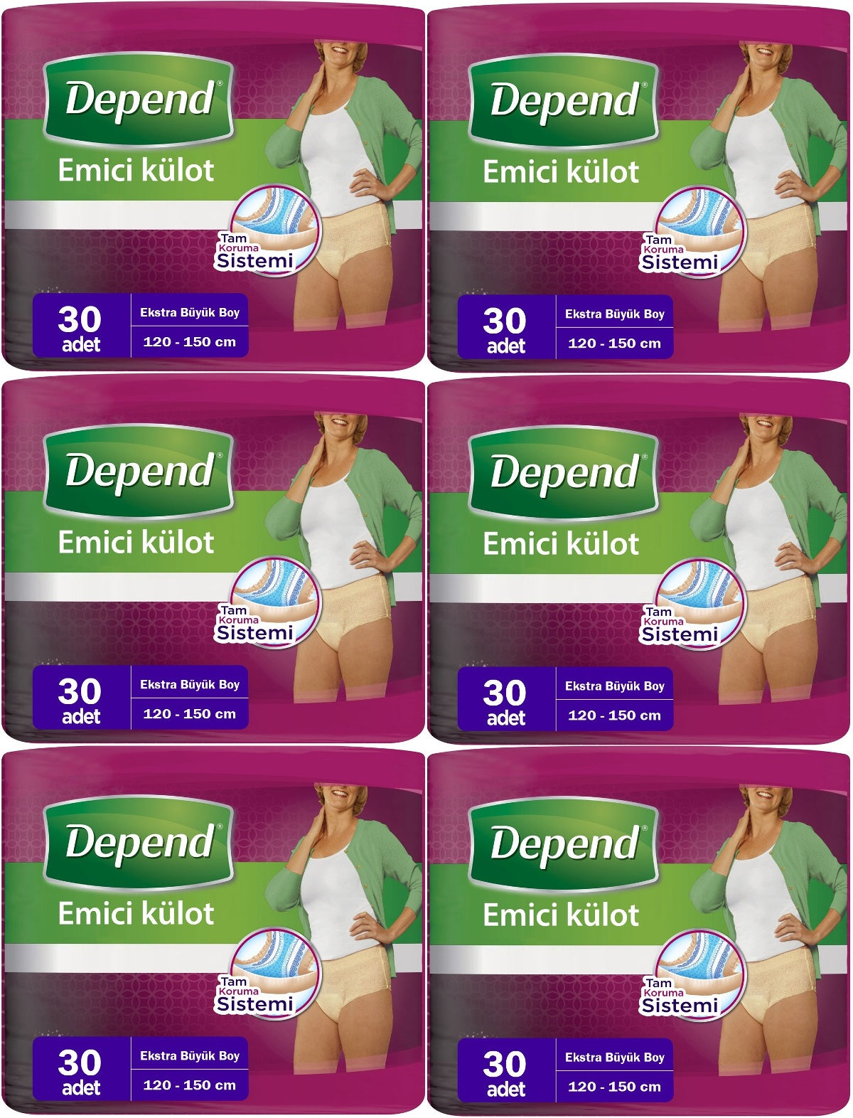 Depend Emici Külot Yetişkin Bezi XL - Extra Büyük Kadın 180 Adet (6PK*30)