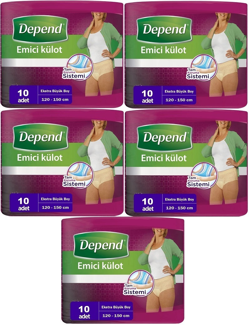 Depend Emici Külot Yetişkin Bezi XL - Extra Büyük Kadın 50 Adet (5PK*10)