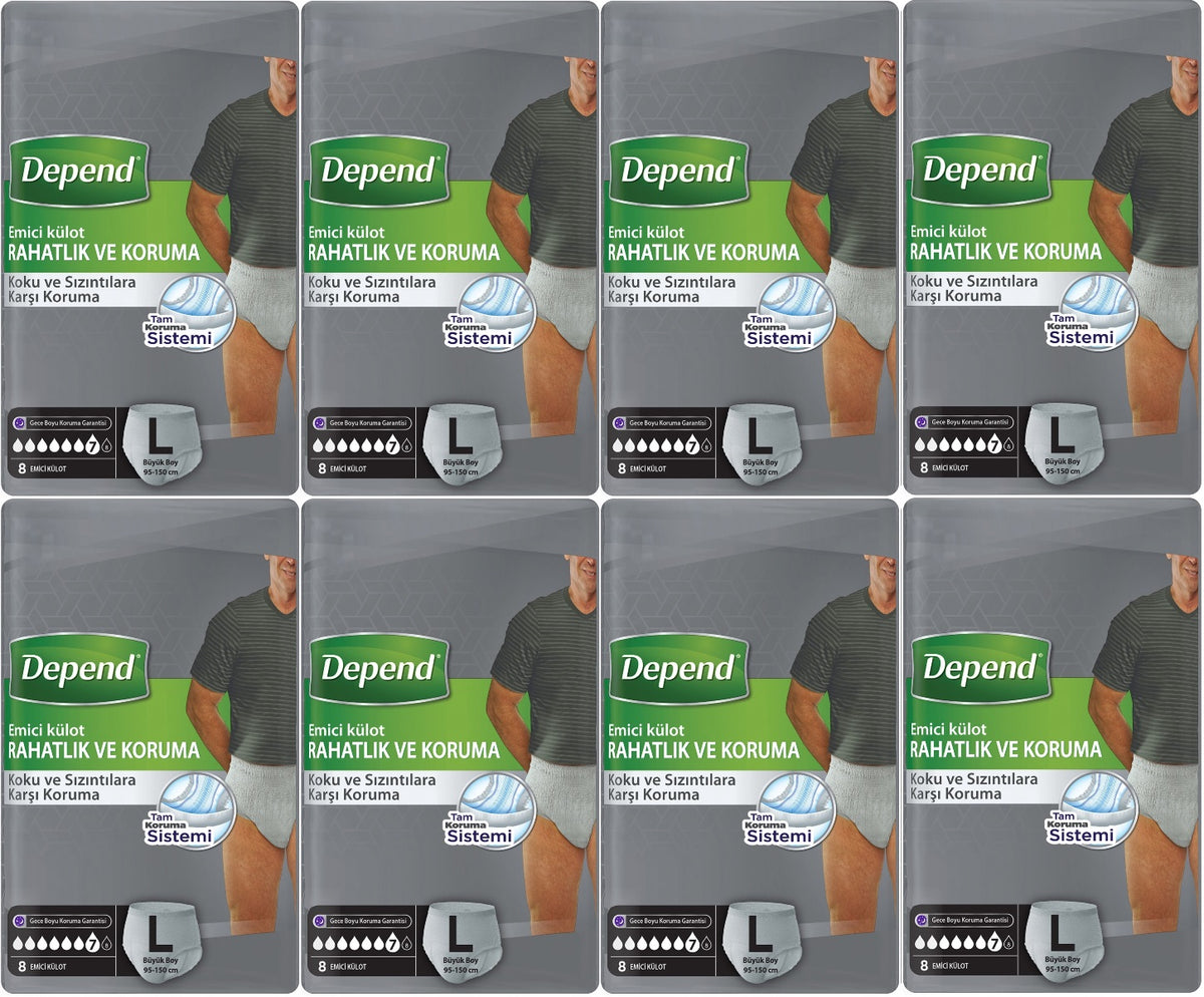 Depend Emici Külot Pants Yetişkin Bezi L - Büyük - Large Erkek 64 Adet (8PK*8)