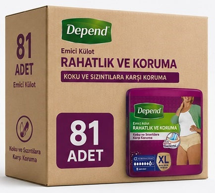 Depend Emici Külot Yetişkin Bezi XL - Extra Large Kadın 81 Adet (9PK*9)