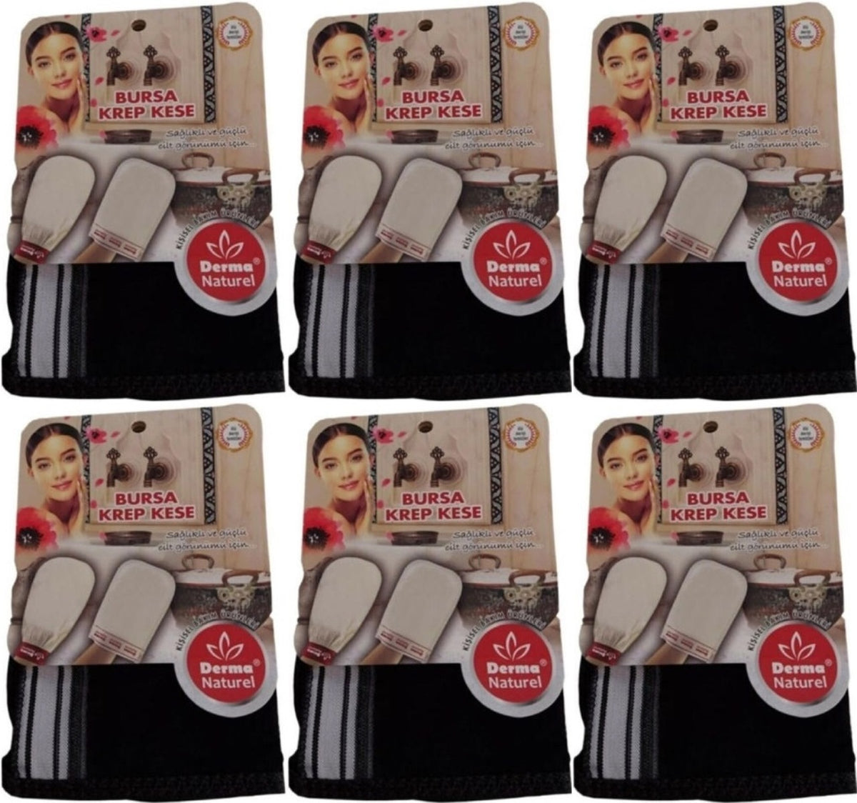 Derma Naturel Krep Kese - Siyah MS-28 (6 Lı Set)