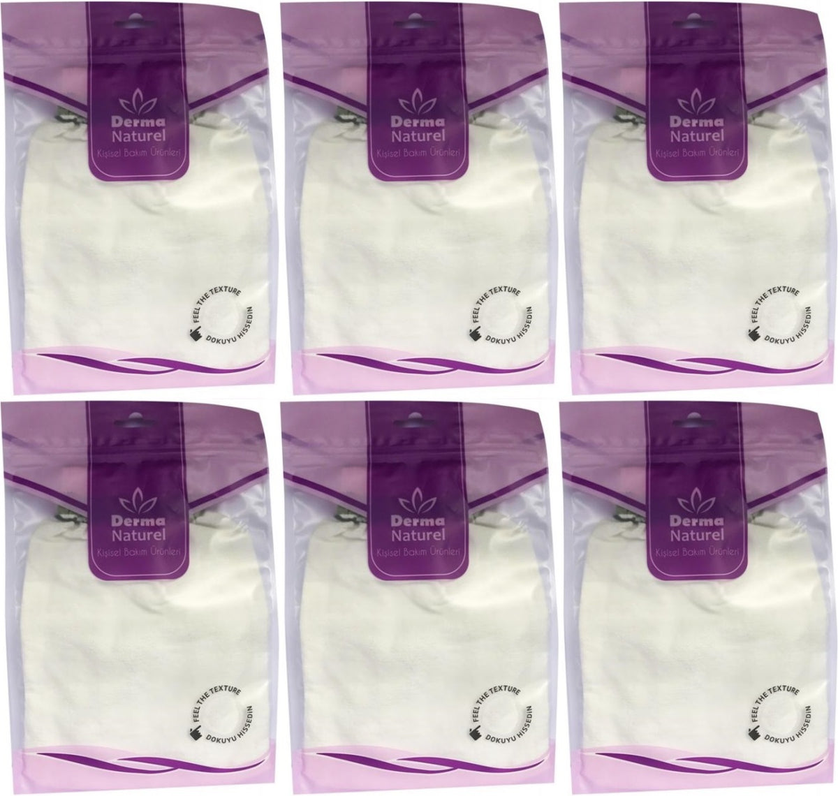 Derma Naturel Krep Lastikli Kese MS-20 (6 Lı Set)