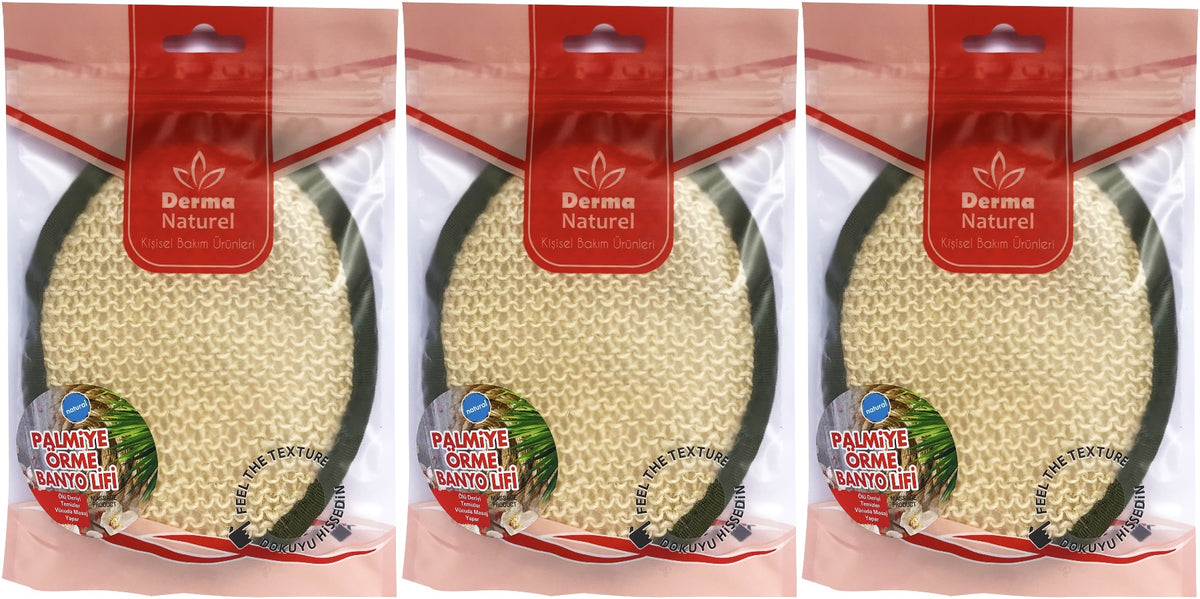 Derma Naturel Örme Banyo Yüz Lifi (15*24CM) MS-02 (3 Lü Set)