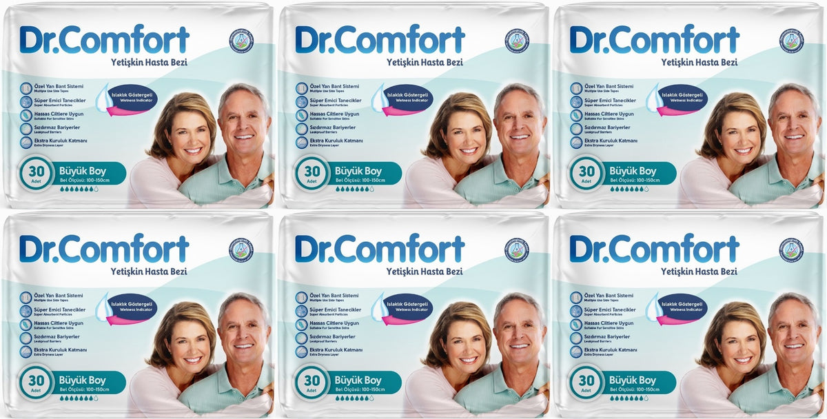 Dr.Comfort Yetişkin Bezi Bel Bantlı Tekstil Yüzeyli L - Büyük - Large 180 Adet