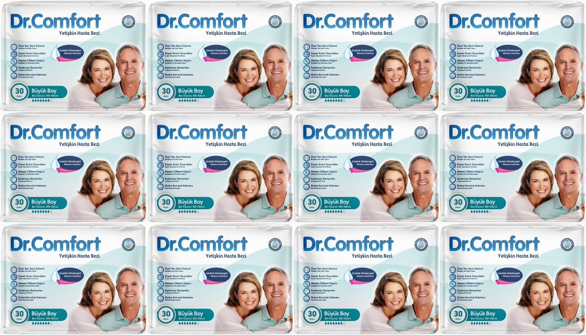 Dr.Comfort Yetişkin Bezi Bel Bantlı Tekstil Yüzeyli L - Büyük - Large 360 Adet
