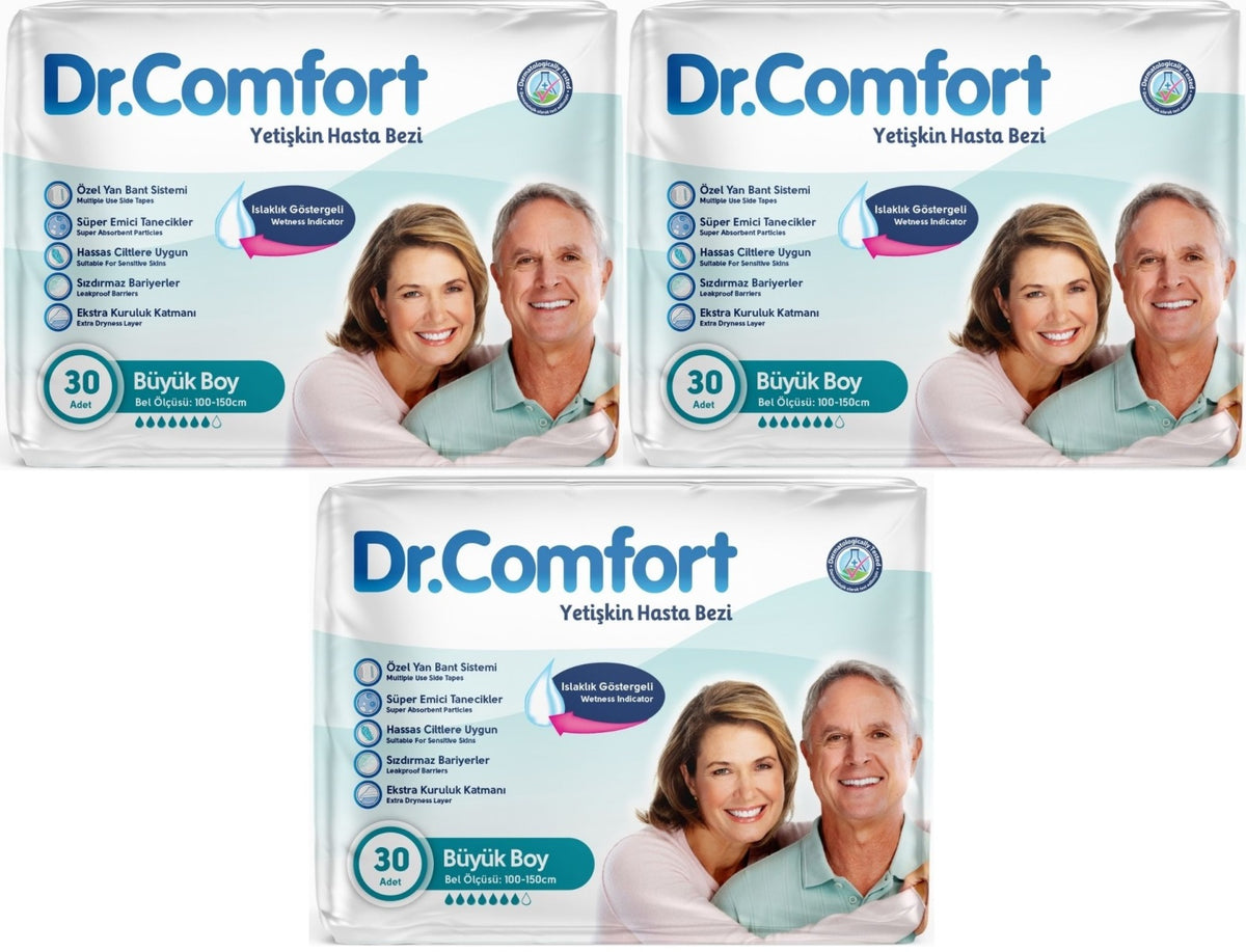 Dr.Comfort Yetişkin Bezi Bel Bantlı Tekstil Yüzeyli L - Büyük - Large 90 Adet