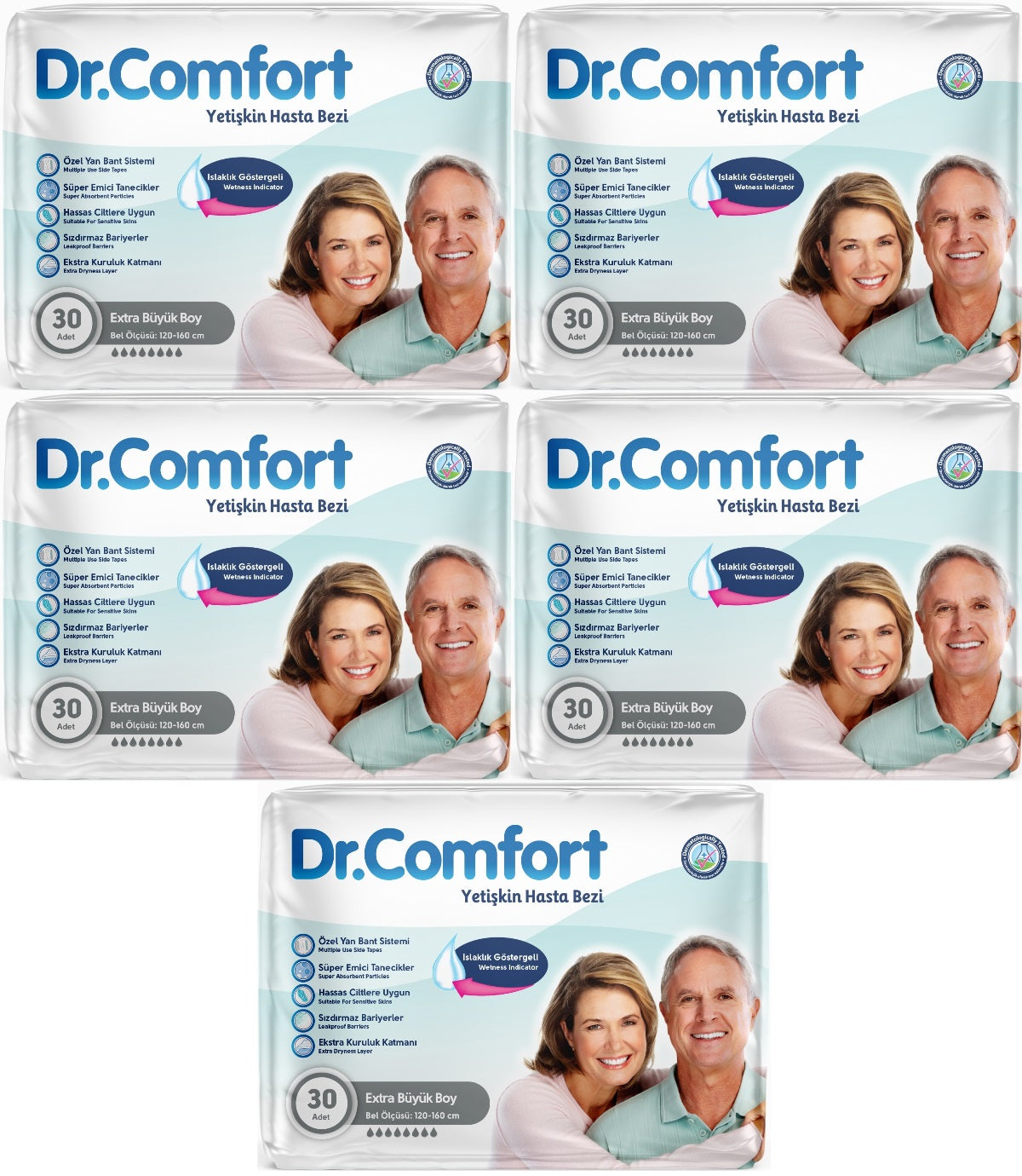 Dr.Comfort Yetişkin Bezi Bel Bantlı Tekstil Yüzeyli XL - Ekstra Büyük 150 Adet