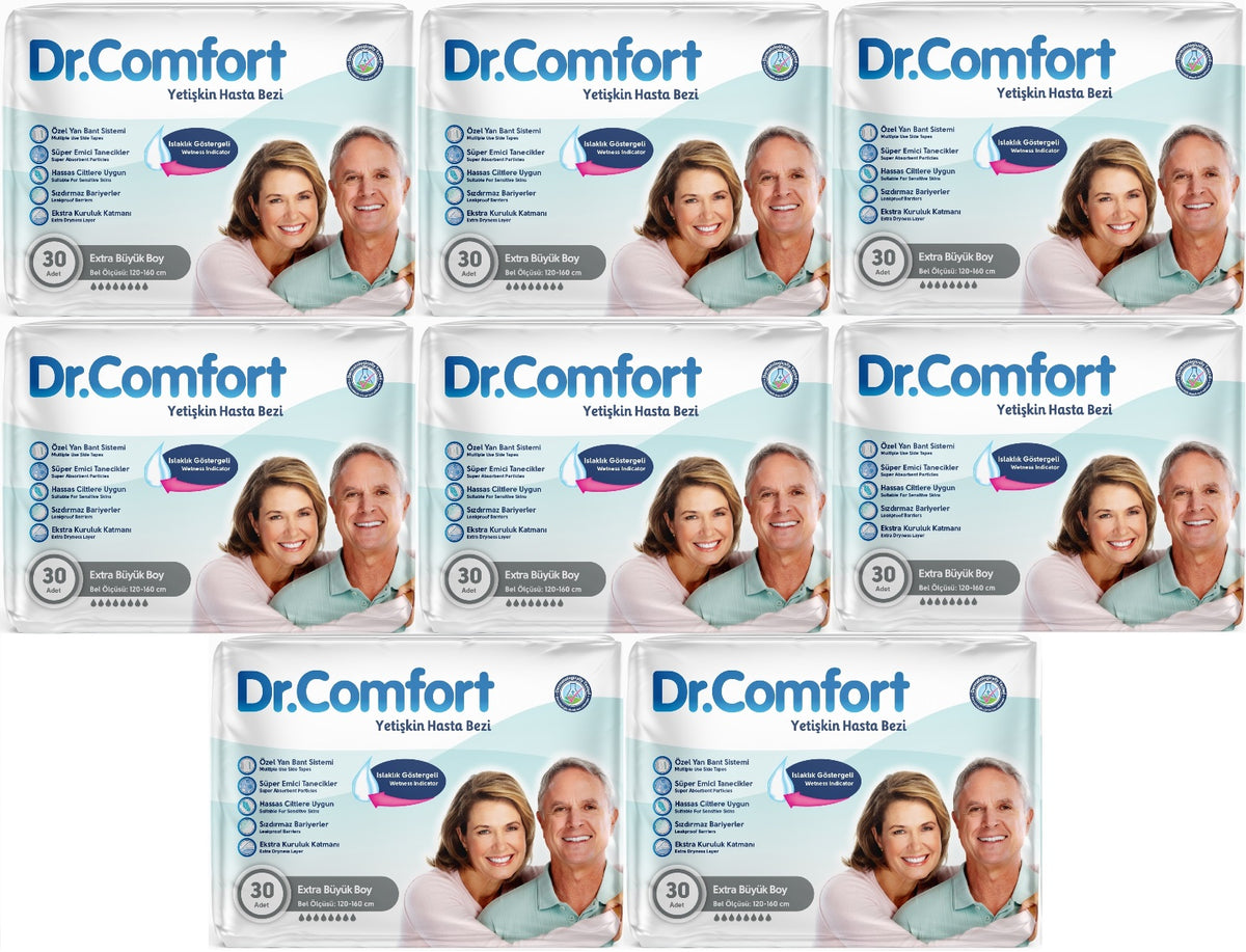 Dr.Comfort Yetişkin Bezi Bel Bantlı Tekstil Yüzeyli XL - Ekstra Büyük 240 Adet